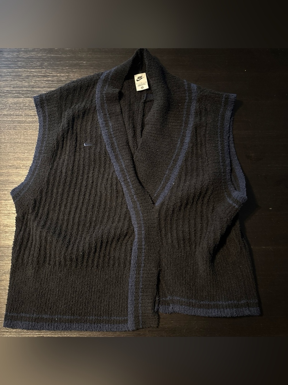 Nike Sportswear Collection Women's Sz M Knit Vest Oversized Black & Blue NWOT